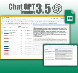 Chat GPT 3.5 Google Sheets Template mit eingebautem ChatGPT von OpenAI | Übersetzung Sprache | Soziale Beiträge | Produktbeschreibungen