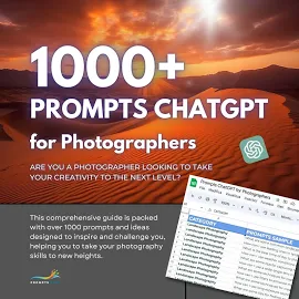 1000 ChatGPT Fotografie Prompts - Sofortiger Download für Inspirierte Fotografen - Sofortiger Download - Digitaler Download