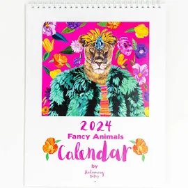 2024 Wandkalender 2024 - funky Tier Dekor - Feiertagsgeschenk - Lehrer Geschenkidee - einzigartiger Wandkalender - Drahtgebundener Kalender