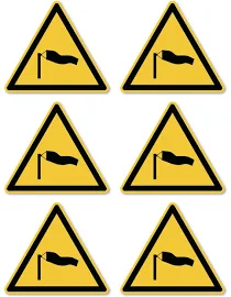 Warnung vor starkem Wind: W064 - DIN EN ISO 7010 / ASR A1.3 - Aufkleber: 5 cm, 6 Stück