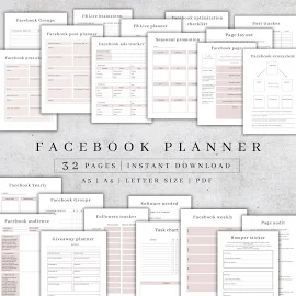 Digitaler Facebook Planner | Social Media Planner | Facebook Marketing Template | Facebook Ads Planner | Sofort Download | Inhalt Planer A4