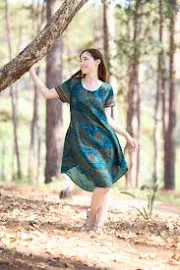 Sommerkleider für Frauen 2024 - Boho Kleid Knielang - Hippie Festival Kleidung - Urlaub Ferien Kleid - Lässige Frauen Boho Kleidung