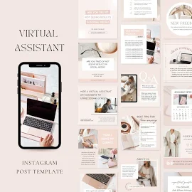 Virtueller Assistent Instagram Vorlagen | VA Instagram Posts | VA Social Media Marketing| Fernarbeiter Vorlage | VA Canva Template