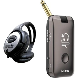 Nux MP-2 Mighty Plug Drahtlose Verstärker- und Effekt-Simulation für Gitarre und Bass + keepdrum Kopfhörer