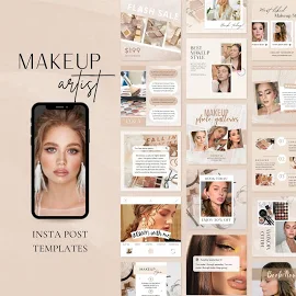 Make-up Artist Instagram Post Vorlagen | Beauty Skincare Instagram Vorlagen | Ästhetische Social Media | Canva Templates