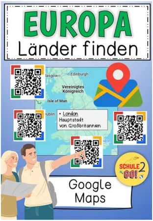 EUROPA / Länder finden in Google Maps - Unterrichtsmaterial, Erdkunde, 4. - 5. Klasse, erstellt von Schule2go.