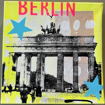 H.O.C.K. Little Icon Bild auf Leinwand 15x15x4cm BERLIN gelb