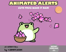 Animierte niedliche Frosch Twitch Alerts / Kawaii Stream Alerts / Facebook / Stream Einrichtung / Niedliche Frosch Animation / Follower Subscriber Don