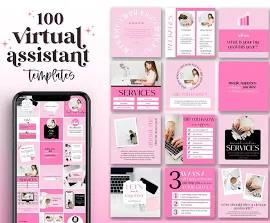 100 Virtueller Assistent Instagram - Virtueller Assistent Instagram Template - Virtueller Assistent Social Media Post - Starter Kit