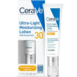 CeraVe Lotion Hydratante Ultra-légère pour le visage avec écran solaire, 1,7 OZ