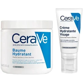 CeraVe Routine Visage et Corps Peaux Sèches Baume Hydratant 454 ml & Crème Hydratante Visage 52ml