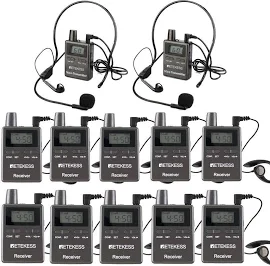 Retekess TT105 Système de Guide Touristique, Système de Guide Audio sans Fil 50 Canaux, Équipement de Traduction 2.4GHz, pour Usine, Tourisme,