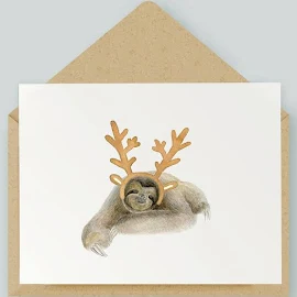Carte Sloth de vacances | Œuvres d'art originales | Aquarelle