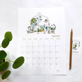 Calendrier scolaire 2024 2025 illustrations de plantes, fleurs, avec un tableau A4