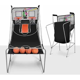 Dreamade Jeu de Basketball Arcade Electrique avec 2 Paniers&LED Score, basket-ball pliant intérieur interactif à 8 options des Jeux