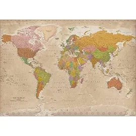 Poster XXL carte du Monde 2018 Vintage Maps in minutes (140cm x 100cm)