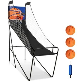 Jeu de Basketball Arcade, Jeu de Basketball pliable avec compteur électronique et Buzzer, 3 Ballons - Costway