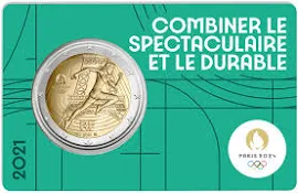 Jeux Olympiques de Paris 2024 - monnaie de 2€ commémorative - 5/5 - qualité BU Millésime 2021