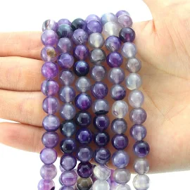 Perles d'agate de 8 mm, brin complet, perles d'agate rondes lisses, perles d'agate violettes, perles de pierres précieuses, perles de bijoux DIY--- 47