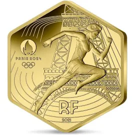 Jeux Olympiques de Paris 2024 - monnaie 250€ Or - hexagonale Marianne - qualité BU Millésime 2021