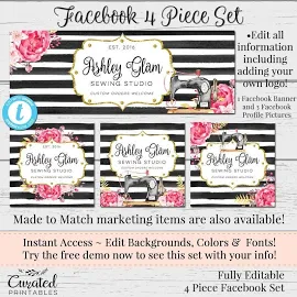 Set couture Facebook, Facebook personnalisable, Facebook modifiable, Set Facebook modifiable, Facebook rustique, Set DIY business, Ashley Glam