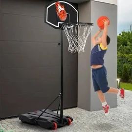 Pops panier de Basket sur pied, réglable de 2m à 2.46m panier de Basketball en métal pour enfants, Noir