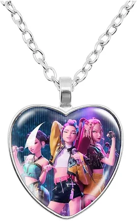 Flanliy Demon collier en forme de coeur Hunters, Decorative K pop Demon accessoires Hunters, K-pop Demon Goodies, Suitable for Hunter Fans to Collect