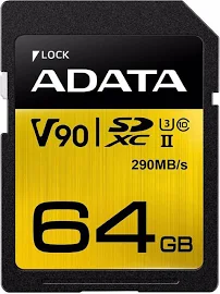 Adata Premier ministre ONE (SDXC, 64 Go, U3, UHS-II), Carte mémoire, Noir, Or