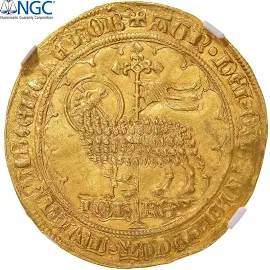 Coin, France, Jean II le Bon, Mouton d'or, 1355, Pontivy's Hoard, NGC, MS61