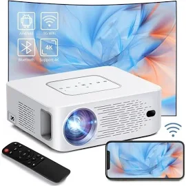 EKASN videoprojecteur 1080P natif 4K Full HD portable Android9.0 Wifi BT Projecteur Youtube Netflix Blanc