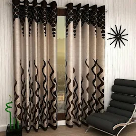 Neuf 2 Pièce Oeillet Polyester Porte Rideau Set - 2.1m Marron black | ebay