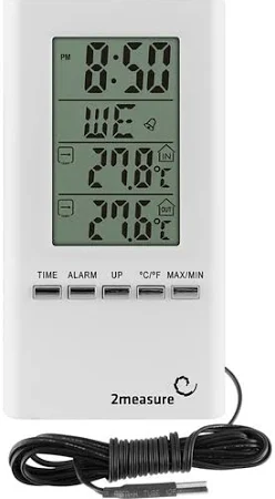 Thermometer with clock - White
