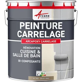 Arcane Industries - Peinture carrelage cuisine & salle de bain - Arcapoxy-1 kg (jusqu'à 10 m² en 2 couches) Beige Gris - RAL 1019