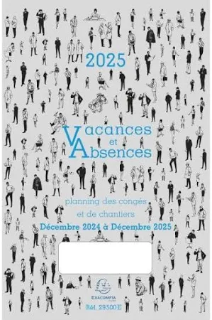 Exacompta 29500E - Planning des Vacances Absences - Décembre 2025 à Décembre 2026 - Format 29,7 x 20 cm