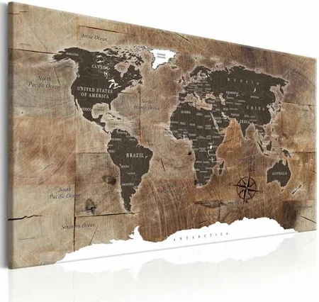 Mappe monde vintage en bois par Artgeist