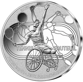 Monnaie de 10€ Argent - Jeux Paralympiques de Paris 2024 - série Sports Tennis Fauteuil