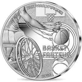 Jeux Olympiques de Paris 2024 - série les Sports - Basket Fauteuil - monnaie de 10€ Argent - Be 2023