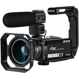 Caméra Vlog professionnelle, caméscope 4K, avec Diffusion en Direct sur Youtube et Facebook, Ordro