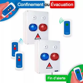 Ultra Secure - Kit ppms Risque majeur '3 à 5 classes' double alerte confinement & évacuation - Modulable radio sans-fil longue distance