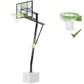 Structure de basket avec panneau et panier flexible Galaxy Exit Toys Fixation en acier au sol, hauteur réglable