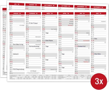 Calendrier de table 2025 A4 – 3 x calendrier mural avec vacances et jours fériés | Calendrier annuel 2025 comme planning annuel | Calendrier à
