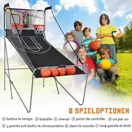 COSTWAY Jeu de Basketball Arcade Double Shootout Double Panier Compteur Electronique avec 4 Ballons,1 Pompe Panier de Basket Pliable