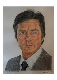 Alain Delon (Choucas) , dessin « Pour la peau d'un flic » (imprimé)