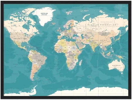 Colored World Map, Affiche, Taille: 45 x 60 cm Paysage Classique, Optimalprint