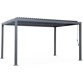 Sweeek - Pergola bioclimatique Anthracite. aluminium et Acier. 3x4m. lames orientables