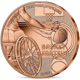 Jeux Olympiques de Paris 2024 - série les Sports - Basket Fauteuil - monnaie de 1/4 € - 2023