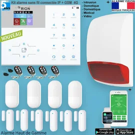 Pack alarme Orion Sans fil connectée IP + GSM 4G avec Sirène à piles - pour maison 5 à 7 pieces.