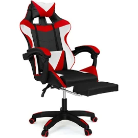 Idmarket Fauteuil de Gaming Alex réglable avec Repose pied, coussin de tête et coussin lombaire Noir Blanc et Rouge