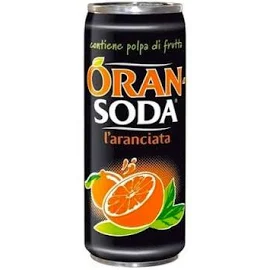 Oransoda Boisson gazeuse italienne à l'orange 33cl canettes jetables