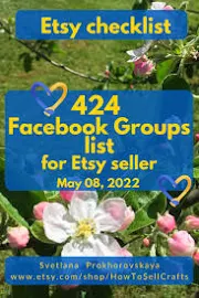 Liste des groupes Facebook, promotion de la boutique Etsy